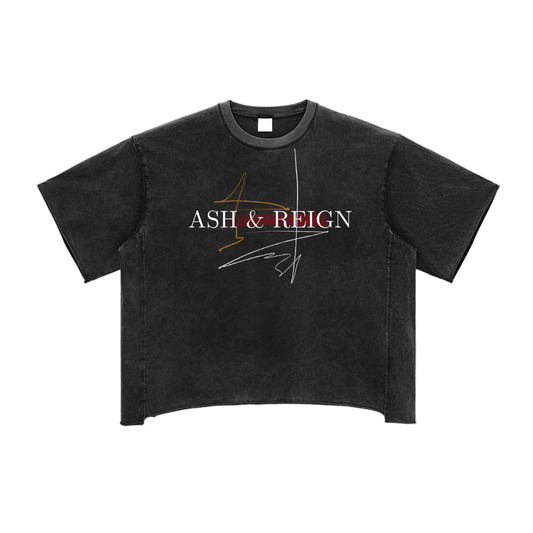 Ash & Reign Raw Edge Snow Washed Boxy T-Shirt