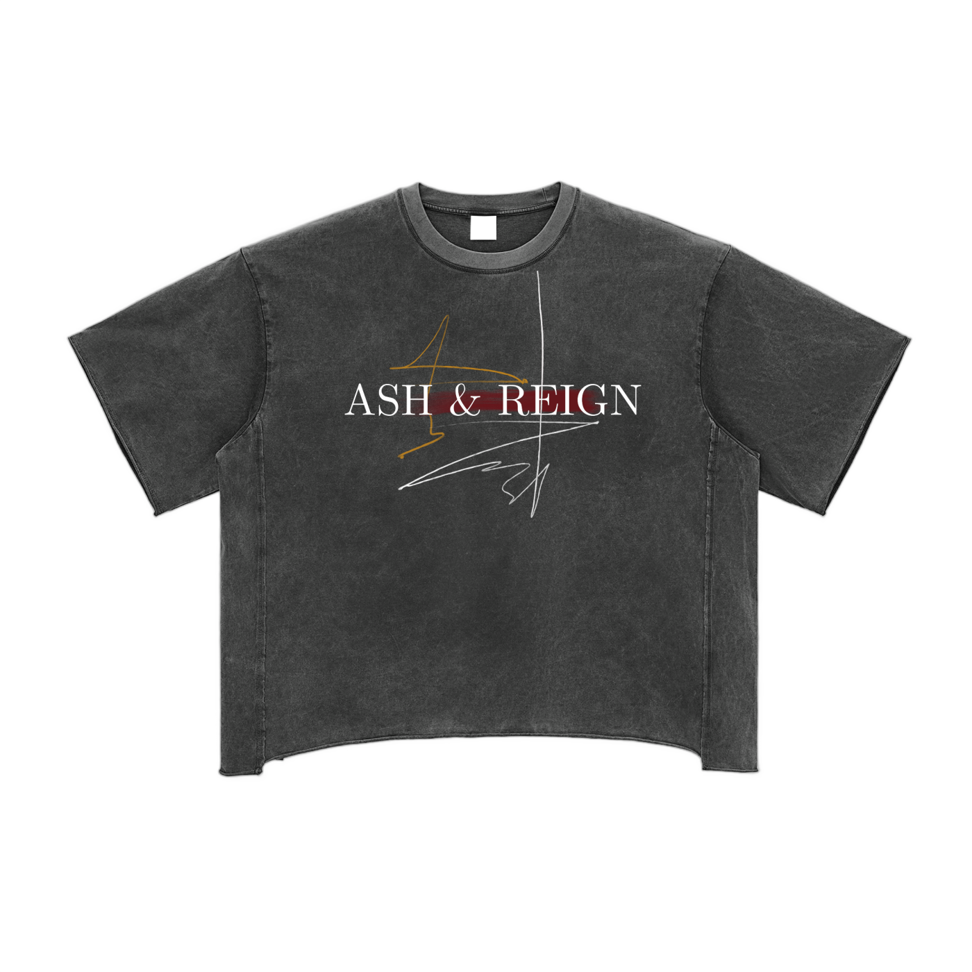 Ash & Reign Raw Edge Snow Washed Boxy T-Shirt
