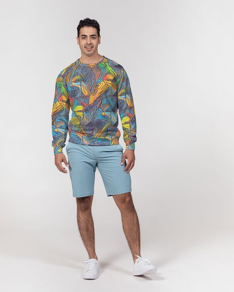 What A Colorful World Classic French Terry Crewneck Pullover - Rashaad Black